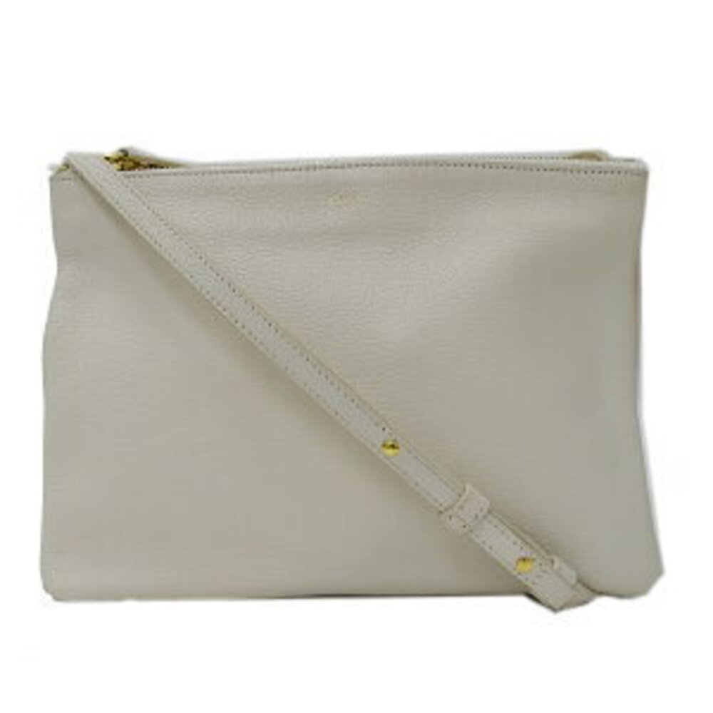 Celine Bag Shoulder Trio Leather White Cream Crossbody